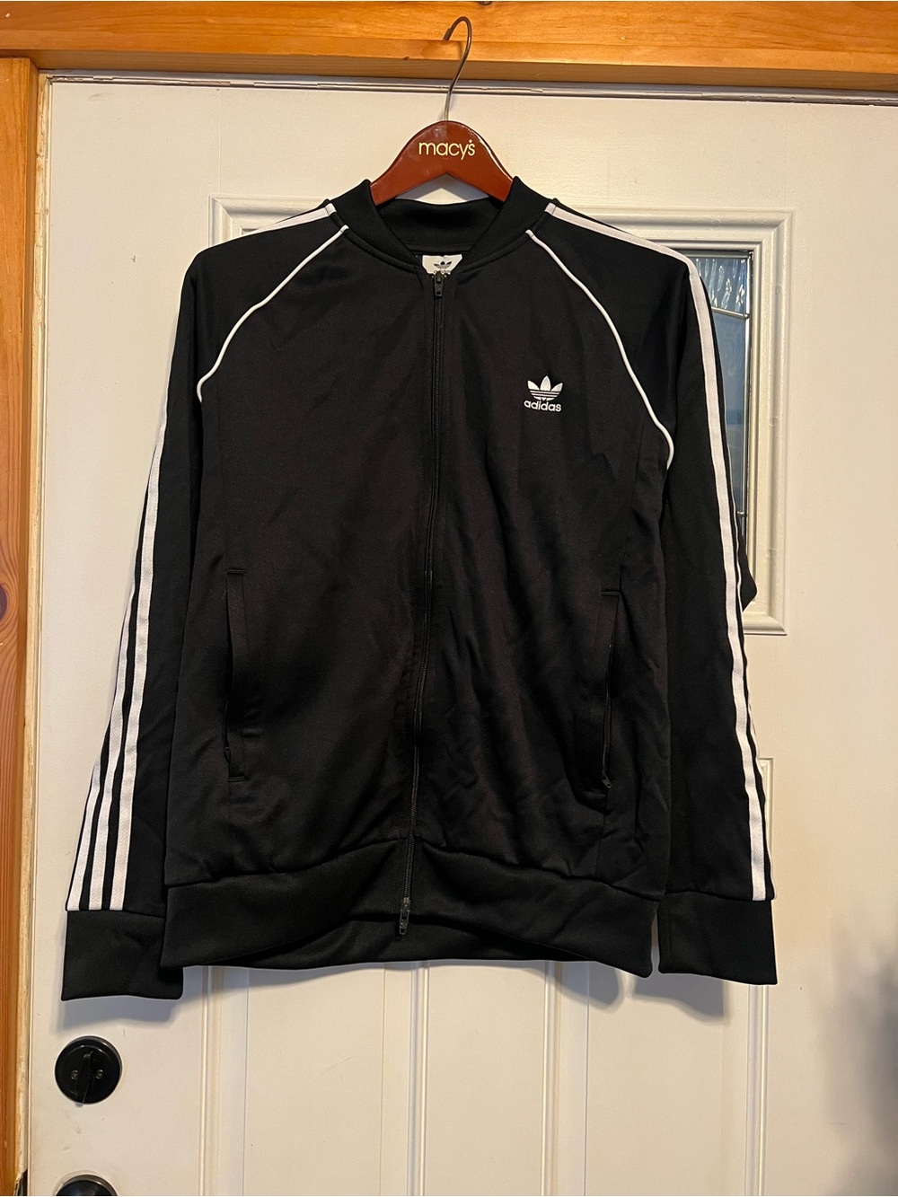 adidas Black Jacket with White Stripe Detailing